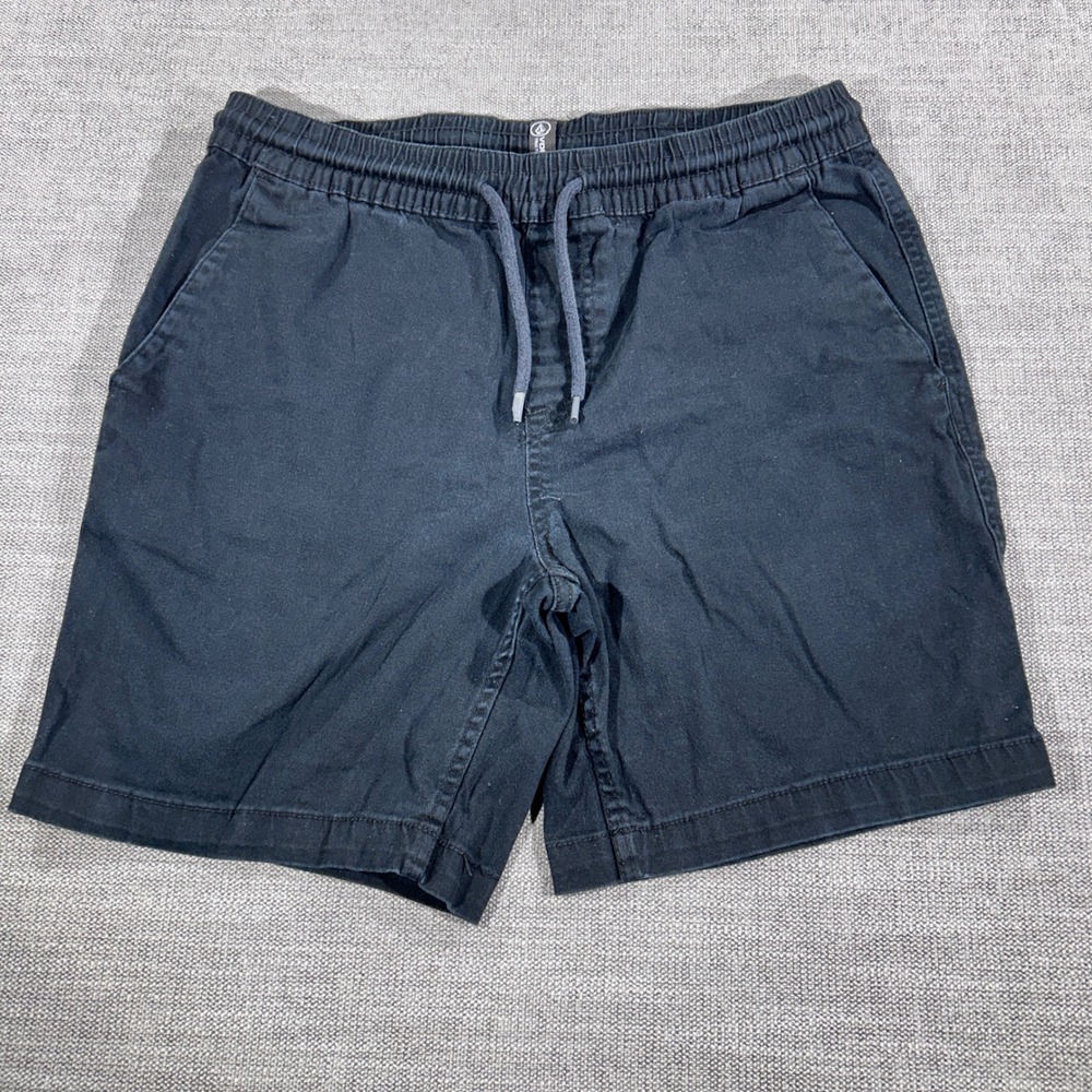 Volcom Chino Shorts Mens Medium Black Good Elastic Waist Drawstring Skate